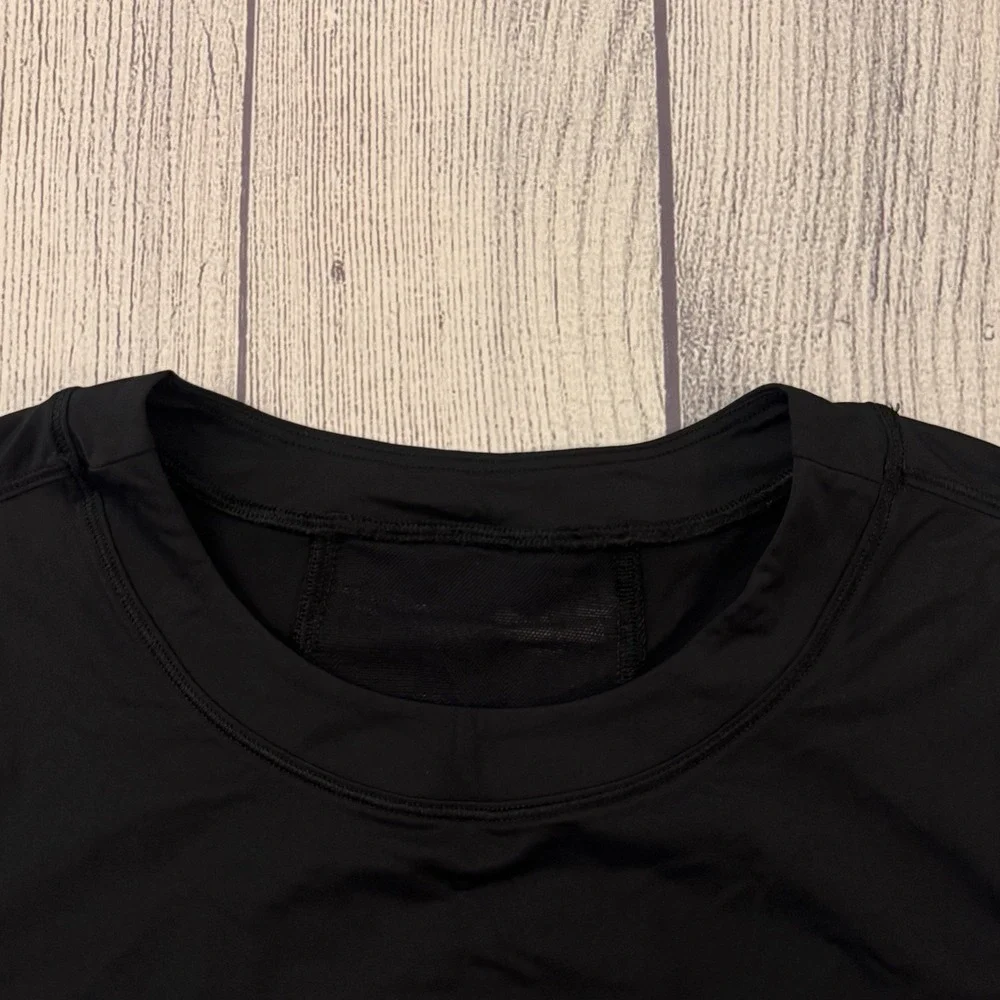 Lululemon Sheer Will Long Sleeve Women's Size 6 Black Mesh Running Shirt Workout